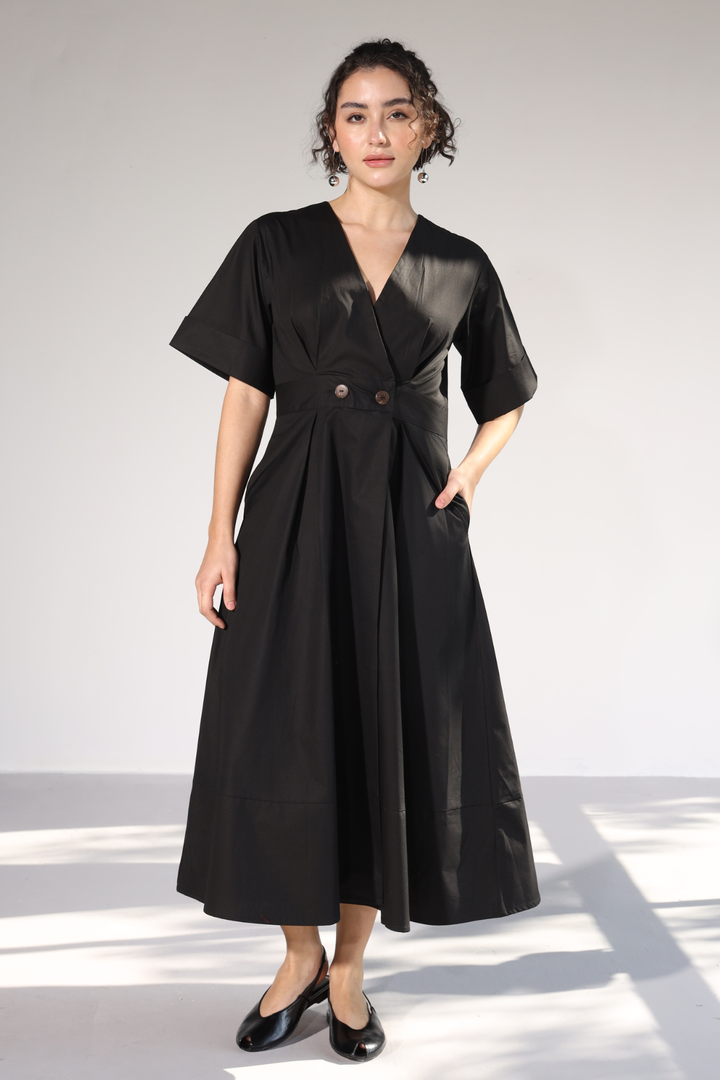 Emilia Pocket Dress - Charcoal Black