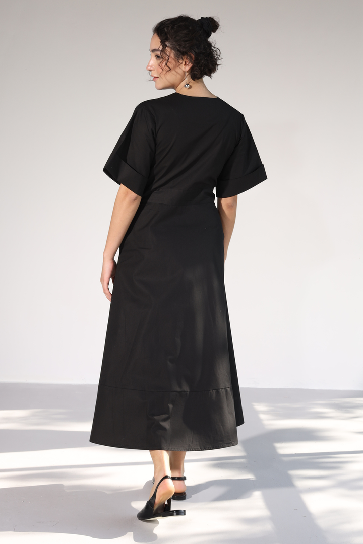 Emilia Pocket Dress - Charcoal Black
