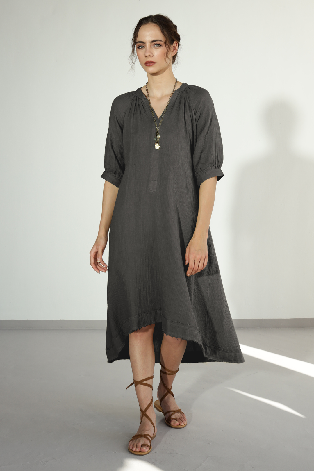 Ocean Gauze Dress - Carbon Grey