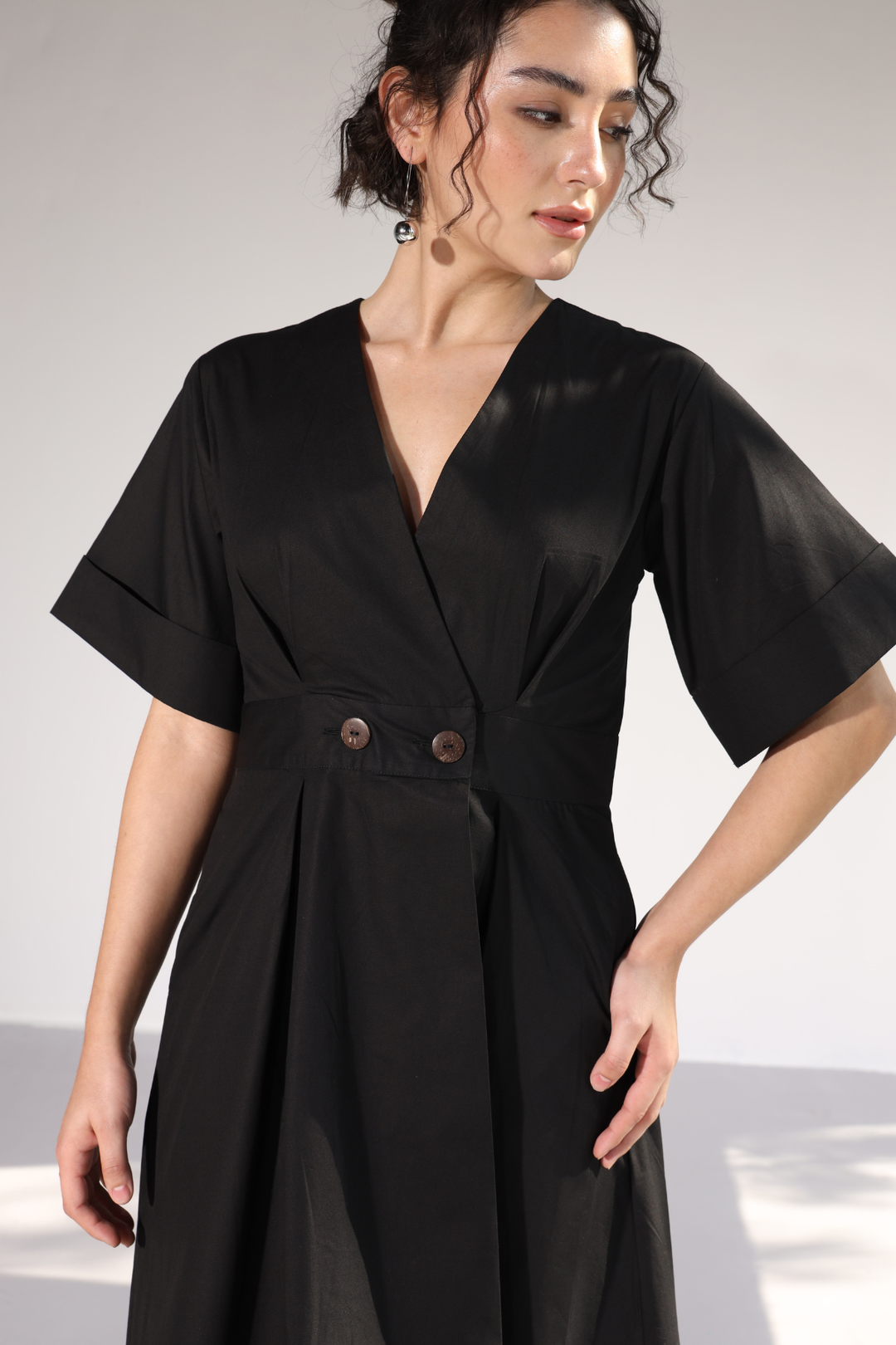 Emilia Pocket Dress - Charcoal Black