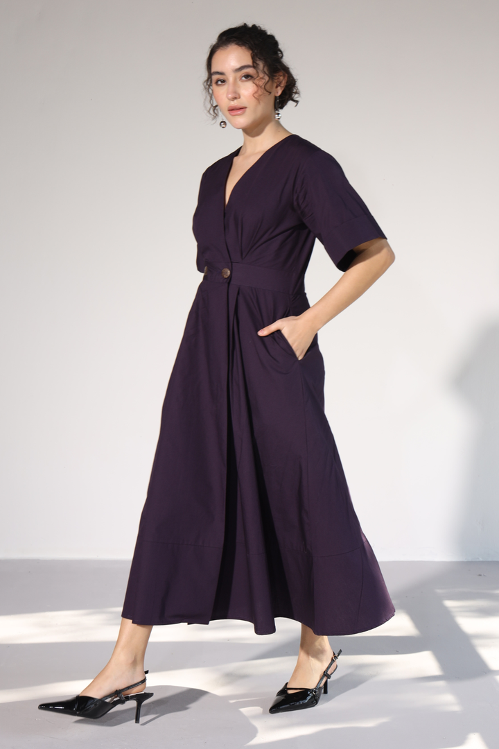 Emilia Pocket Dress - Egg Plant