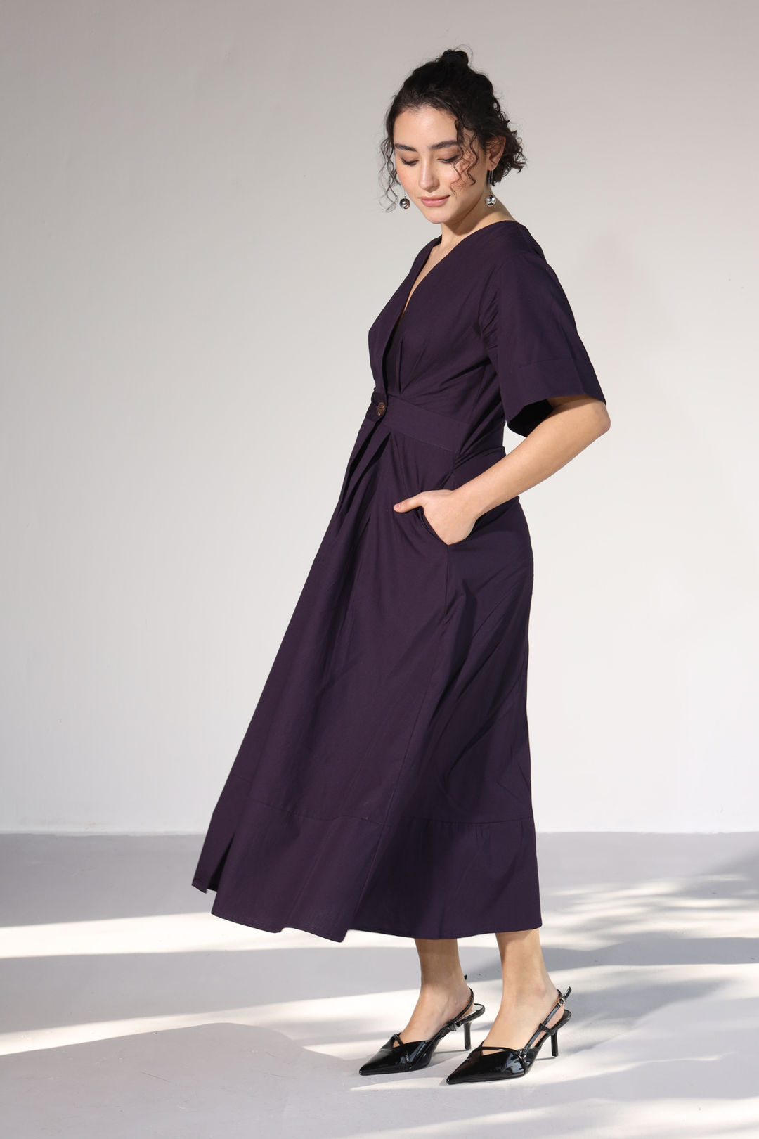 Emilia Pocket Dress - Egg Plant