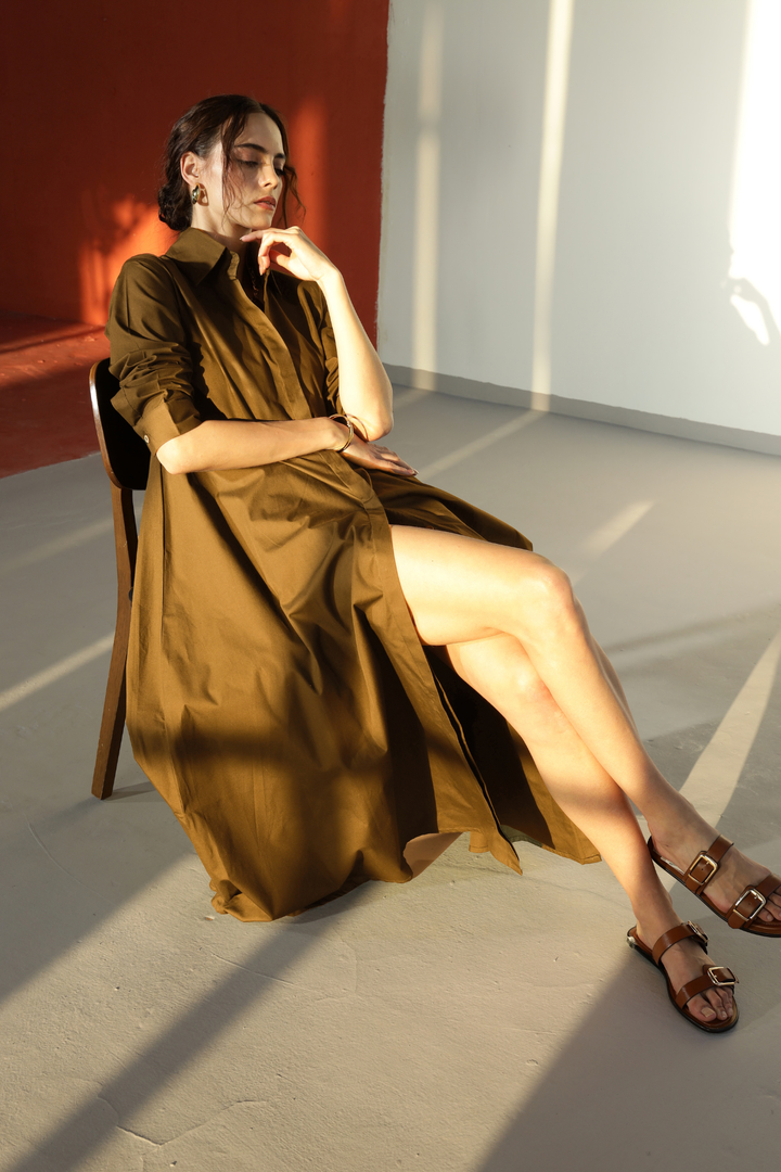 Massimo Shirt Dress - Golden Brown