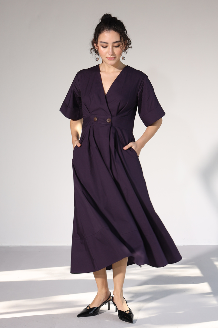 Emilia Pocket Dress - Egg Plant