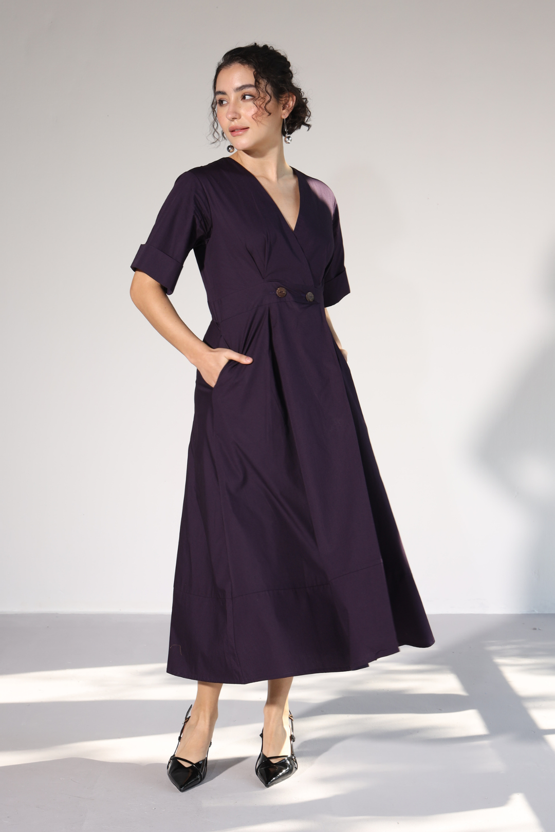 Emilia Pocket Dress - Egg Plant