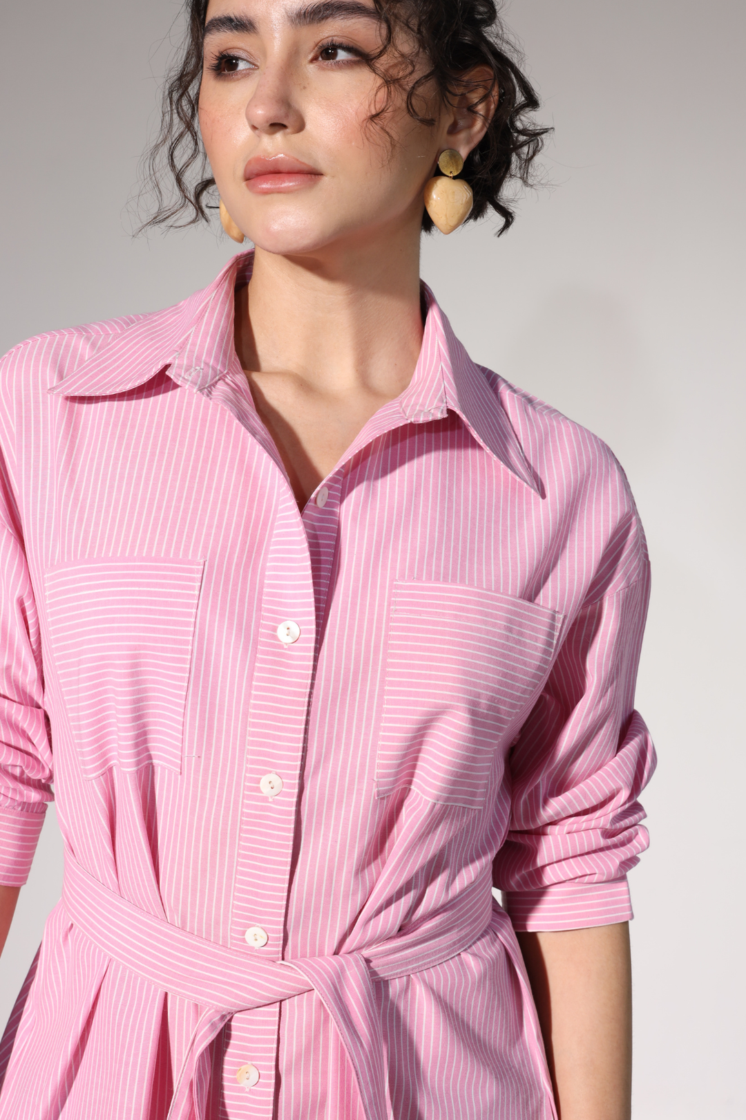 Delilah Urban Shirt Dress - Pink Stripes