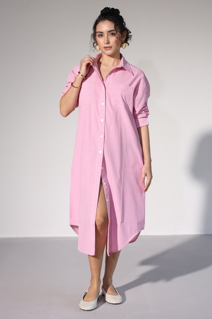 Delilah Urban Shirt Dress - Pink Stripes
