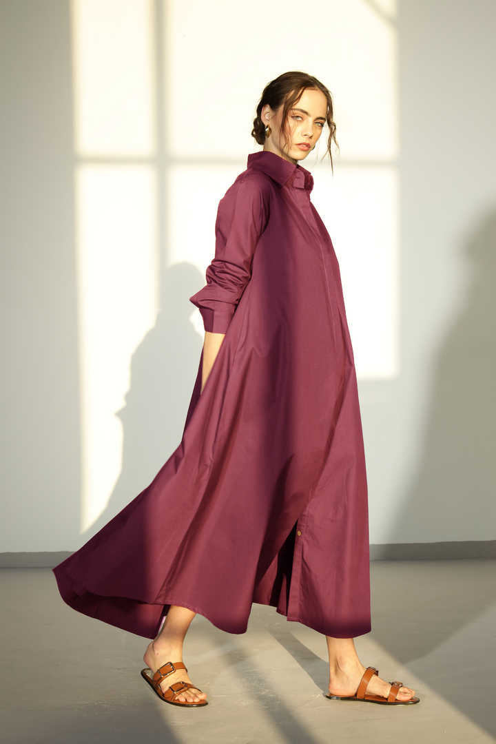 Massimo Shirt Dress - Plum