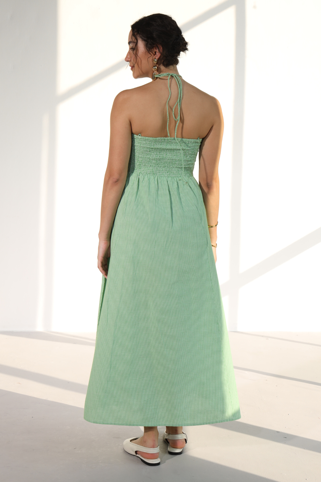 Vanessa Halter Dress - Green cheques