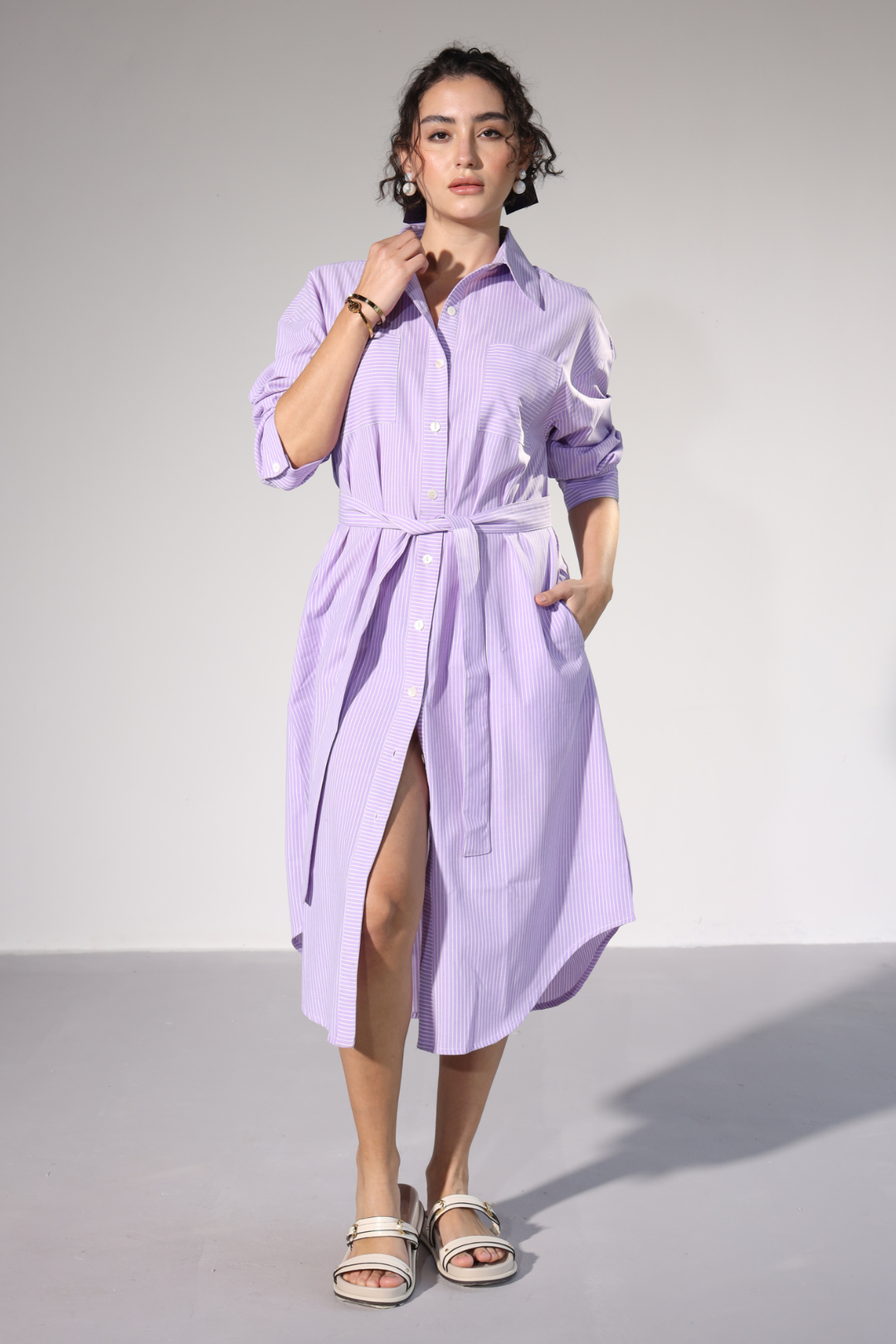 Delilah Urban Shirt Dress - Purple Stripe