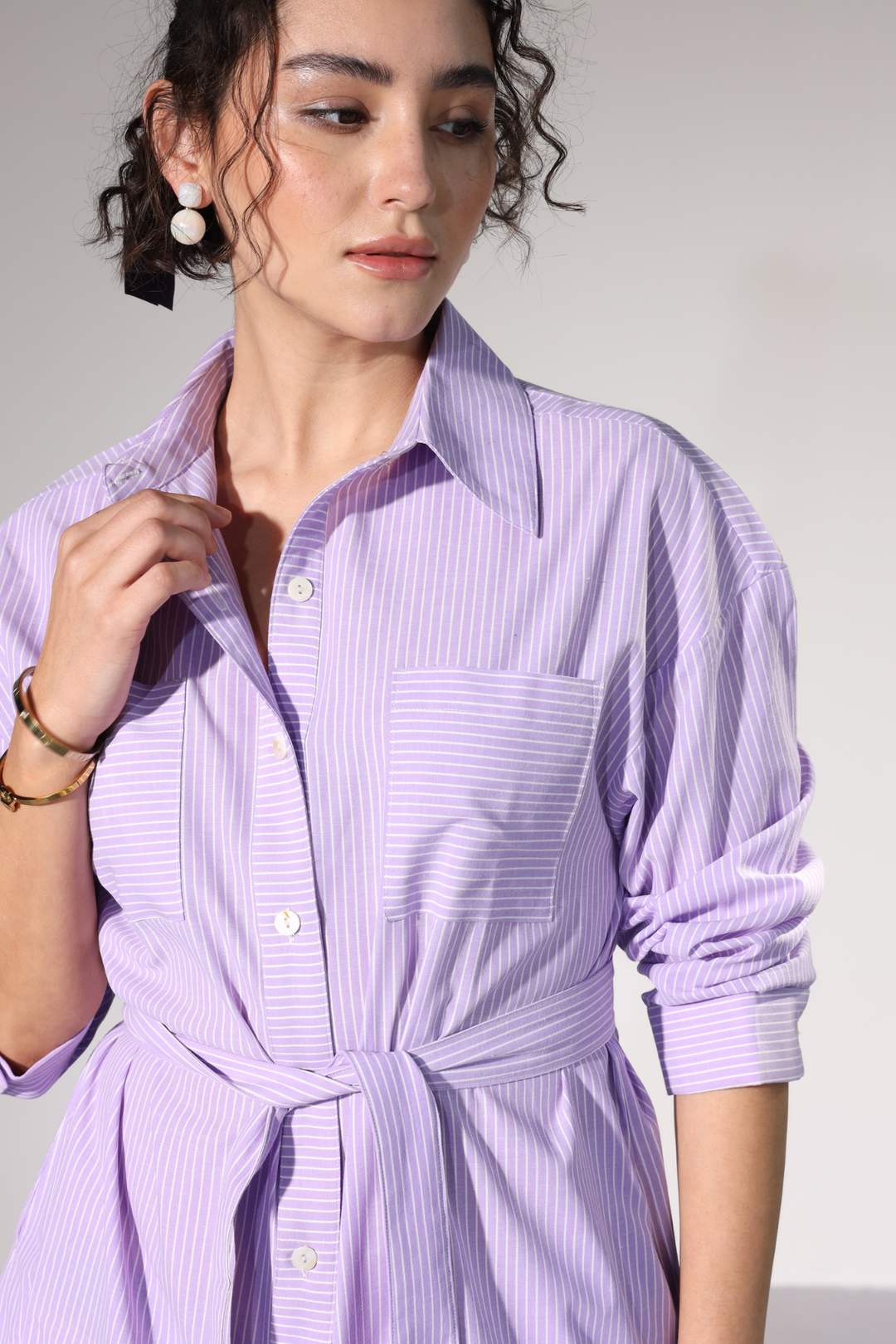 Delilah Urban Shirt Dress - Purple Stripe