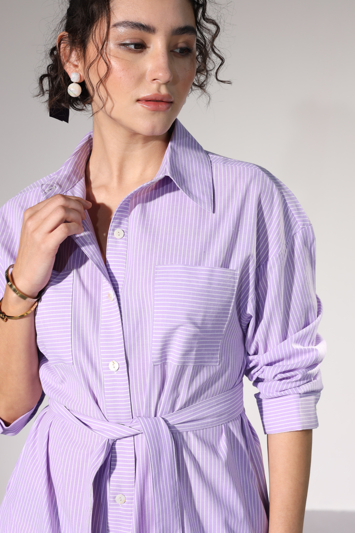 Delilah Urban Shirt Dress - Purple Stripe