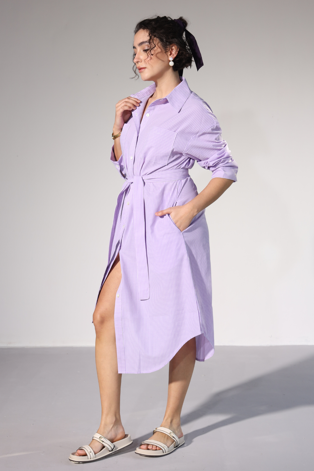 Delilah Urban Shirt Dress - Purple Stripe
