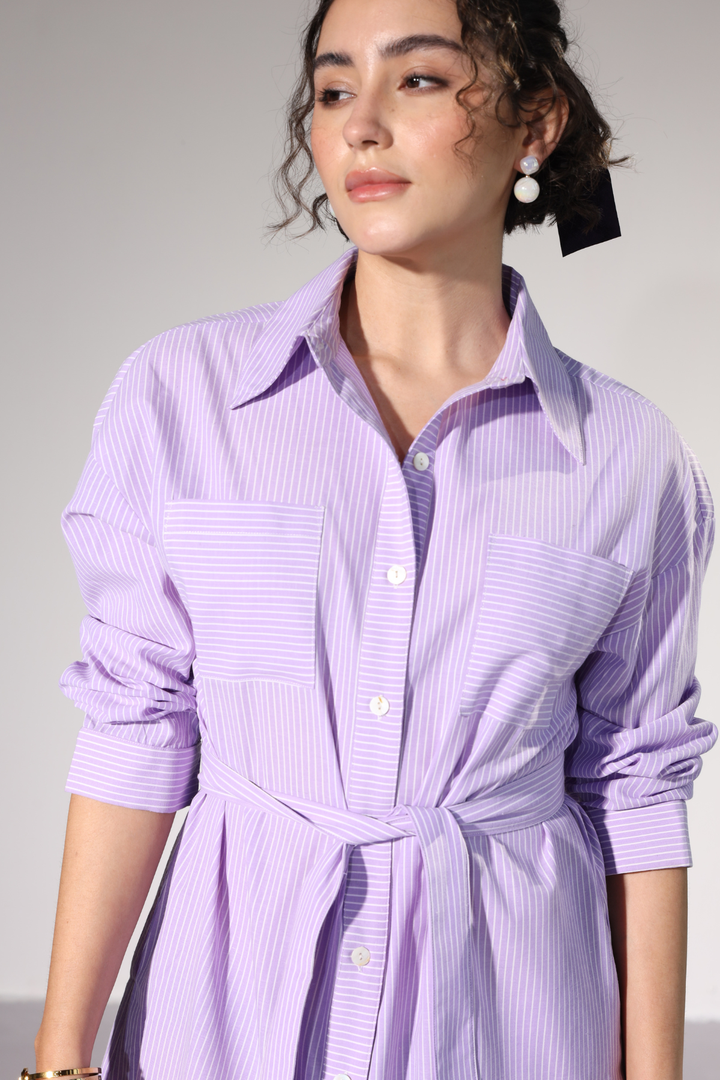 Delilah Urban Shirt Dress - Purple Stripe