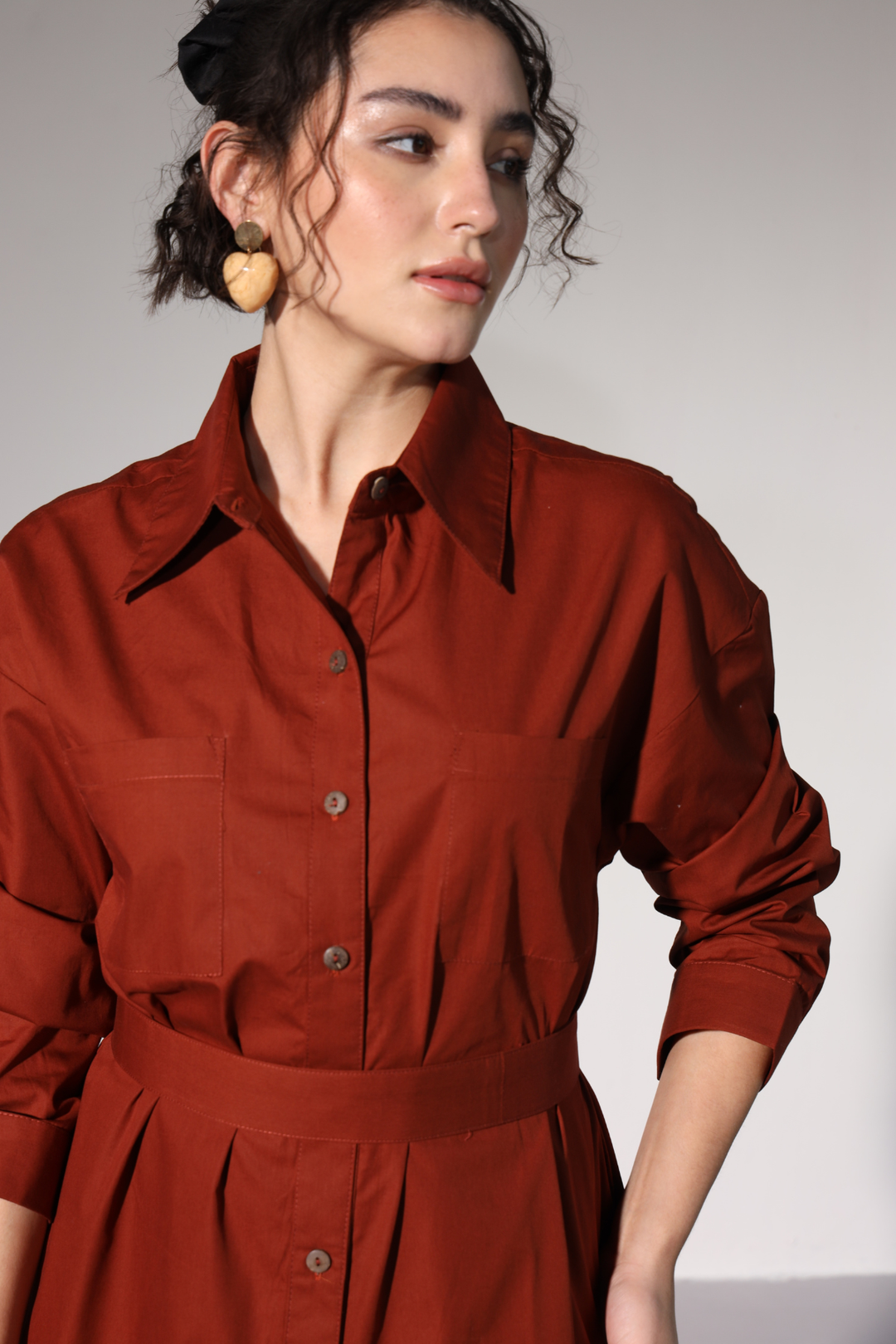 Delilah Urban Shirt Dress - Rust