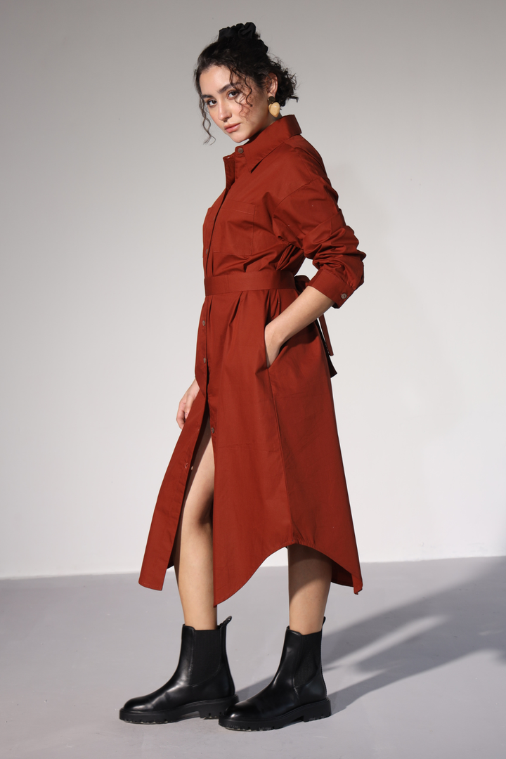 Delilah Urban Shirt Dress - Rust