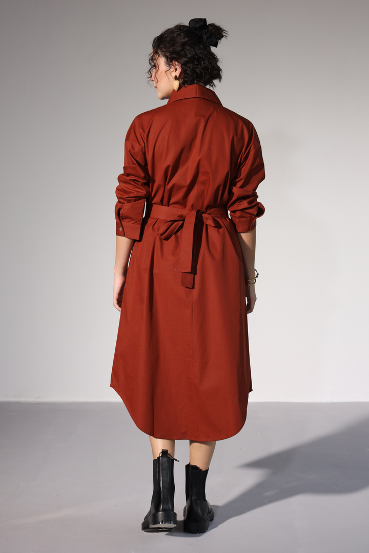 Delilah Urban Shirt Dress - Rust