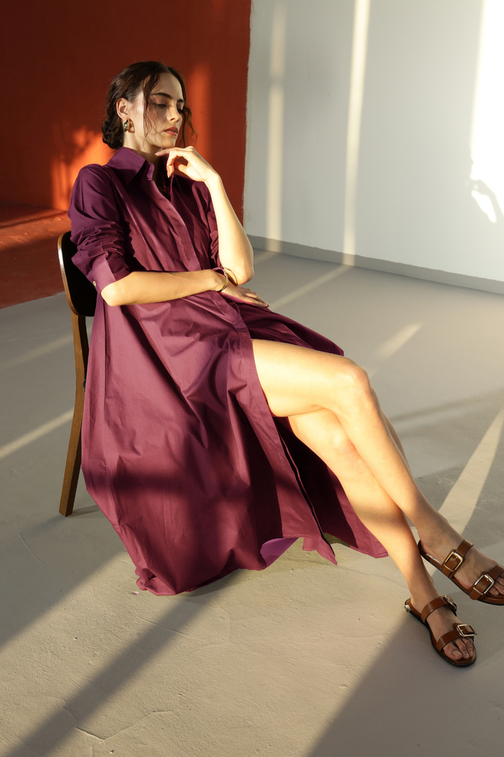 Massimo Shirt Dress - Plum