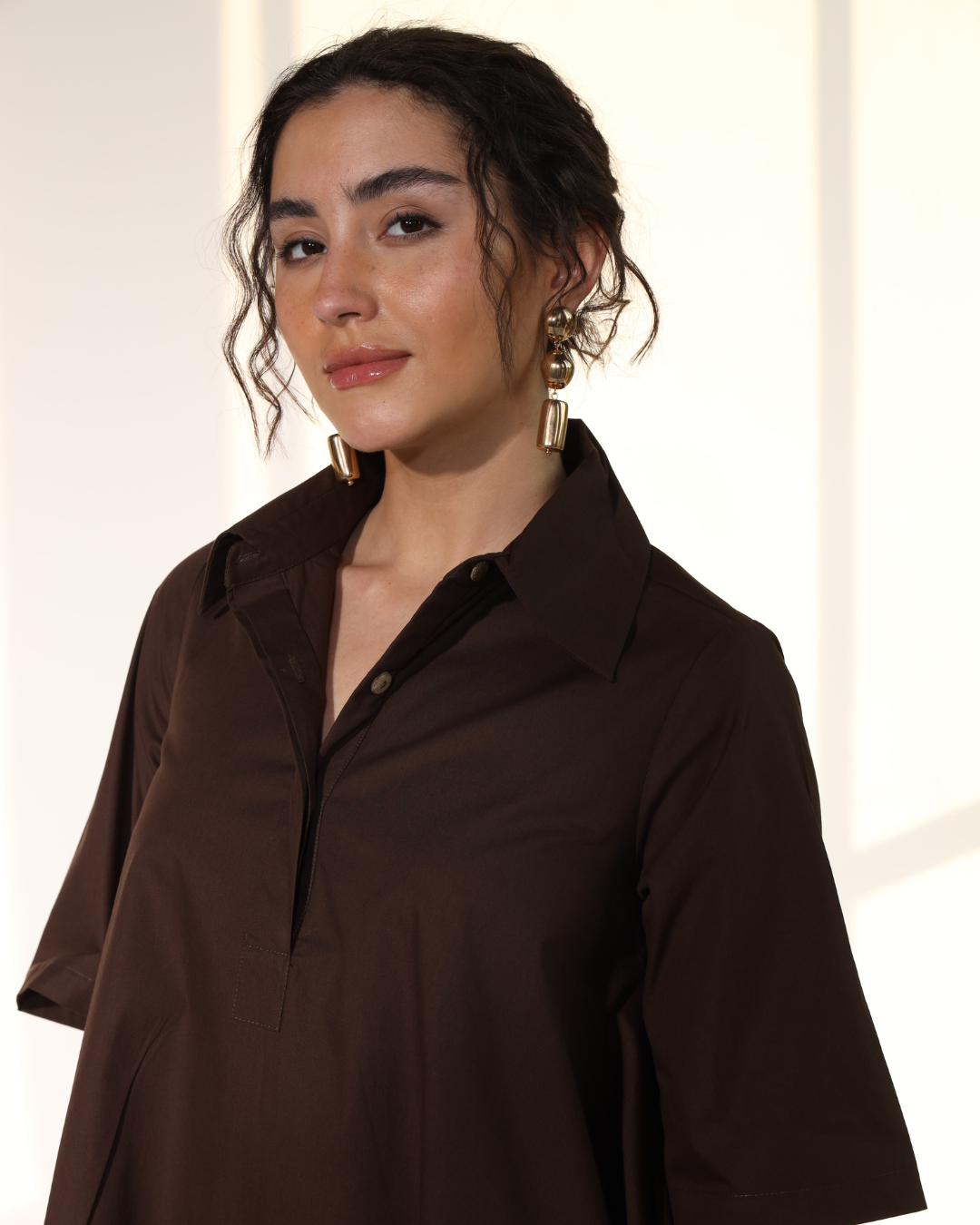 Zoe Circular Tunic Dress - cacao brown