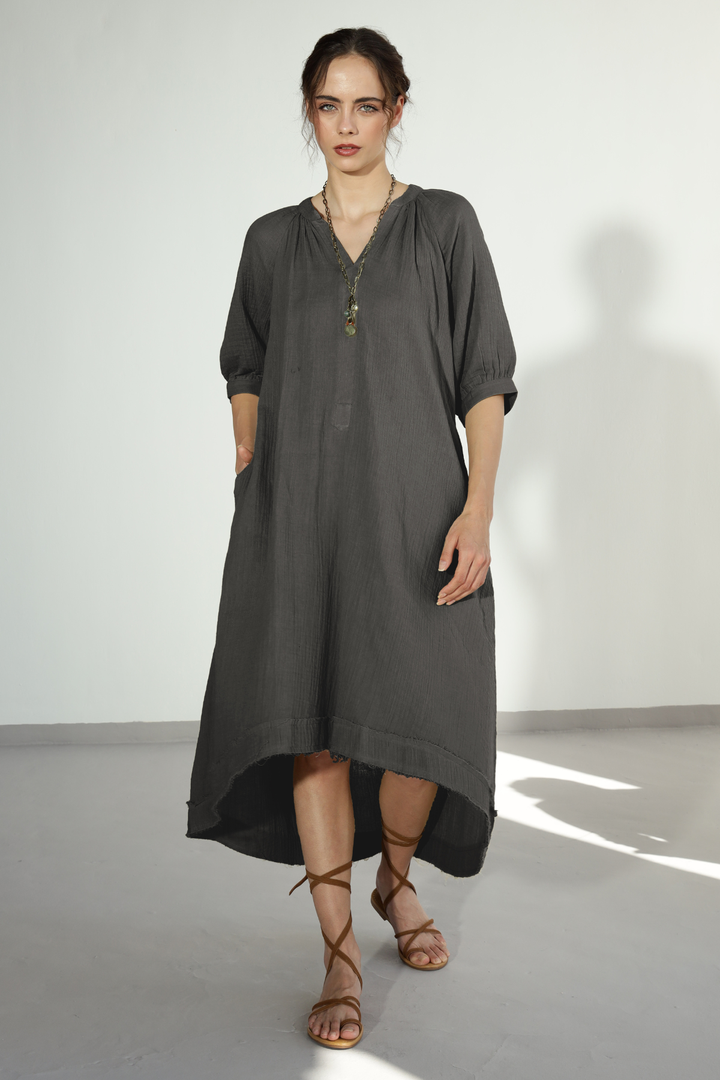 Ocean Gauze Dress - Carbon Grey