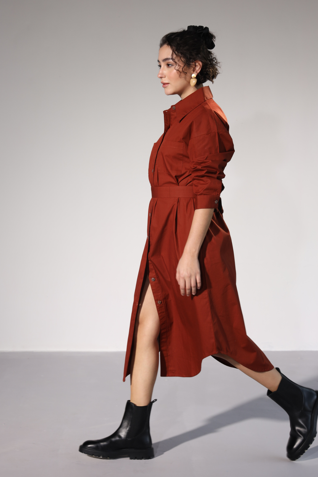 Delilah Urban Shirt Dress - Rust