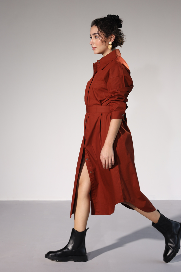 Delilah Urban Shirt Dress - Rust