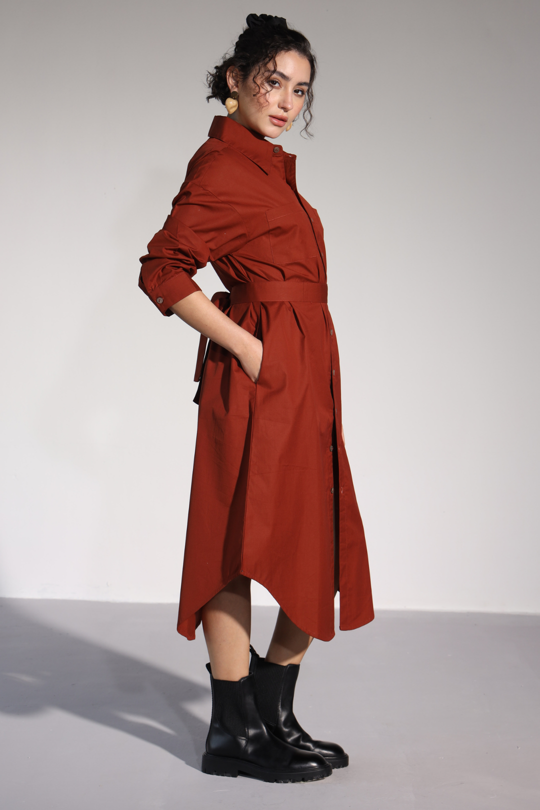 Delilah Urban Shirt Dress - Rust