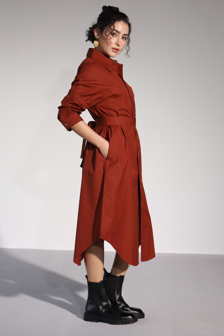 Delilah Urban Shirt Dress - Rust