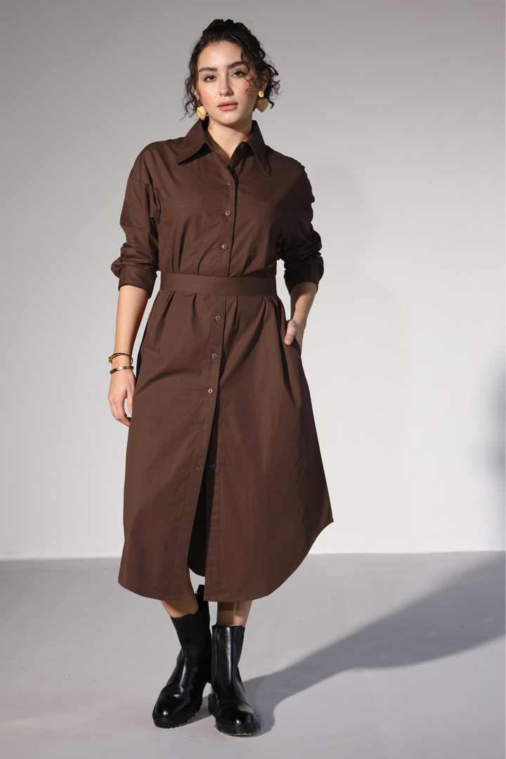 Delilah Urban Shirt Dress - Cacao Brown