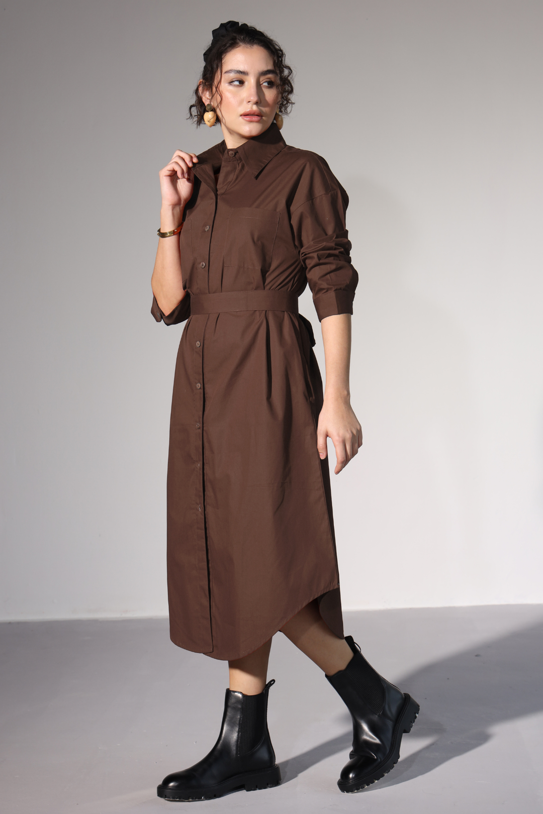 Delilah Urban Shirt Dress - Cacao Brown