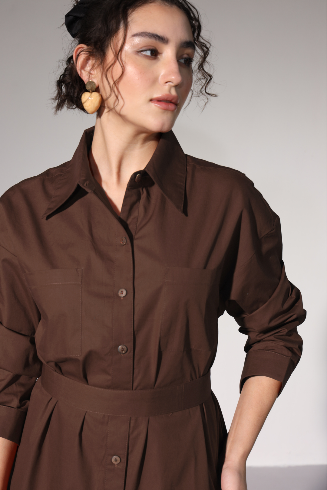 Delilah Urban Shirt Dress - Cacao Brown
