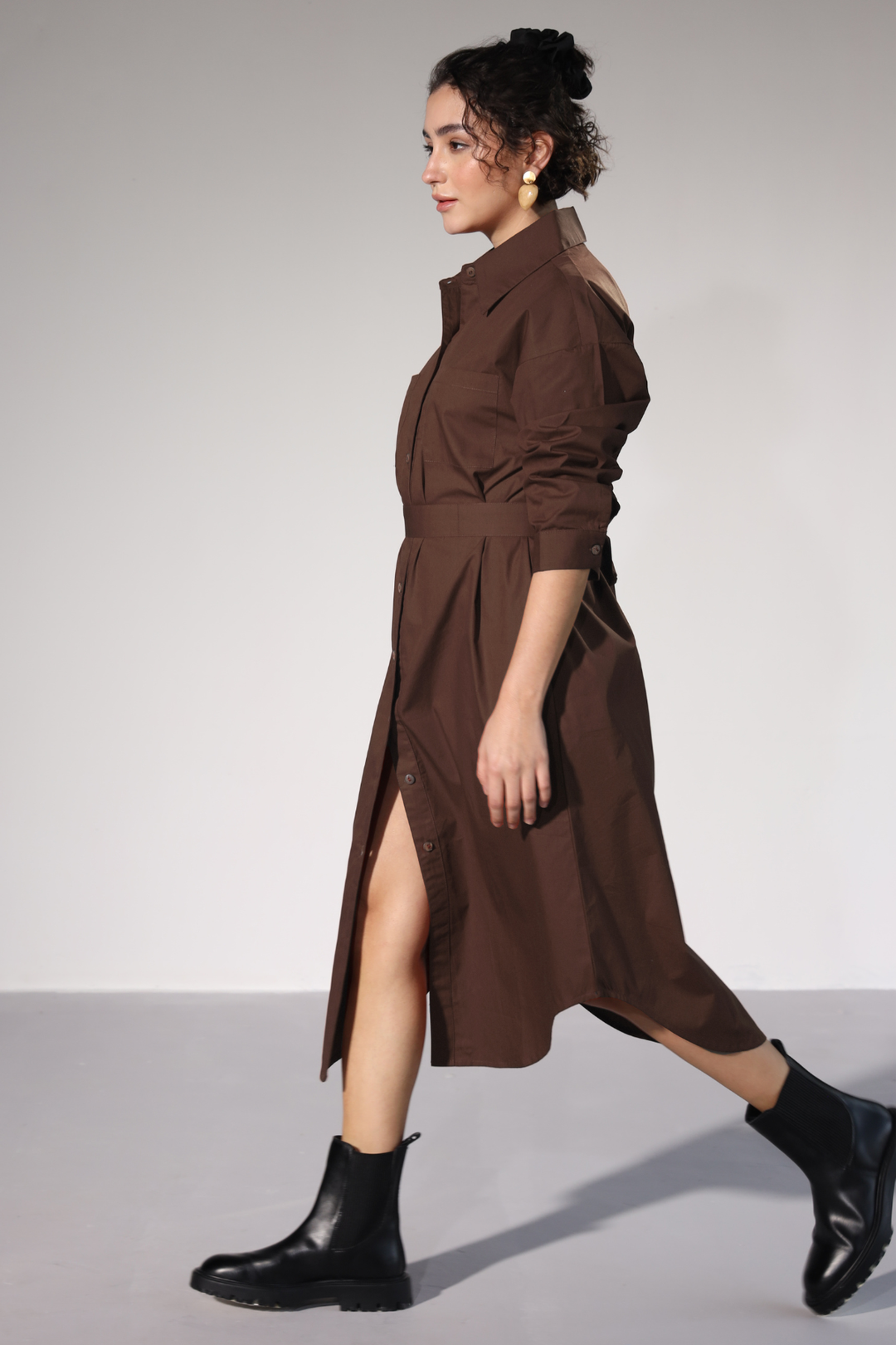 Delilah Urban Shirt Dress - Cacao Brown