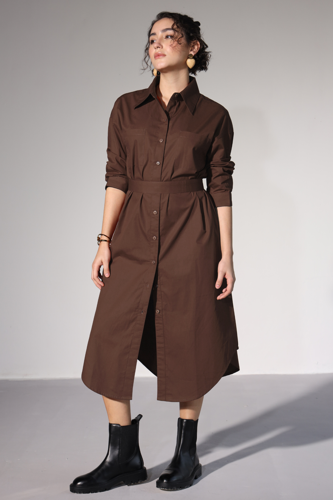 Delilah Urban Shirt Dress - Cacao Brown