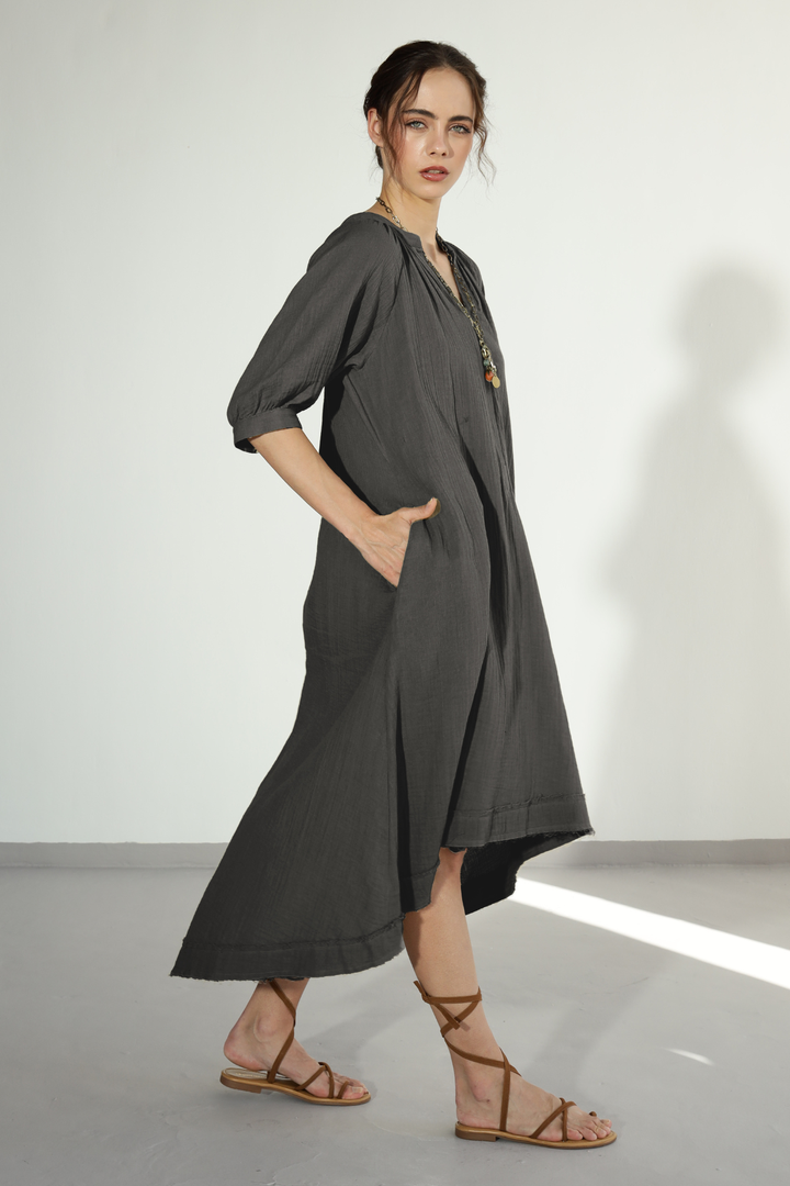 Ocean Gauze Dress - Carbon Grey