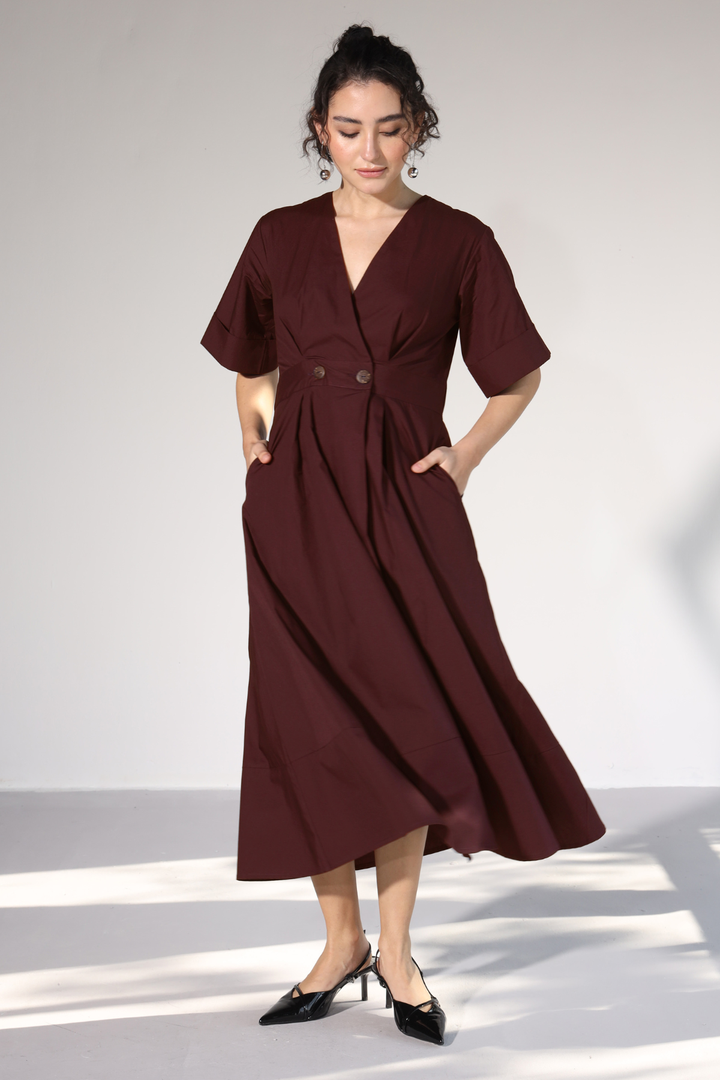Emilia Pocket Dress - Wine