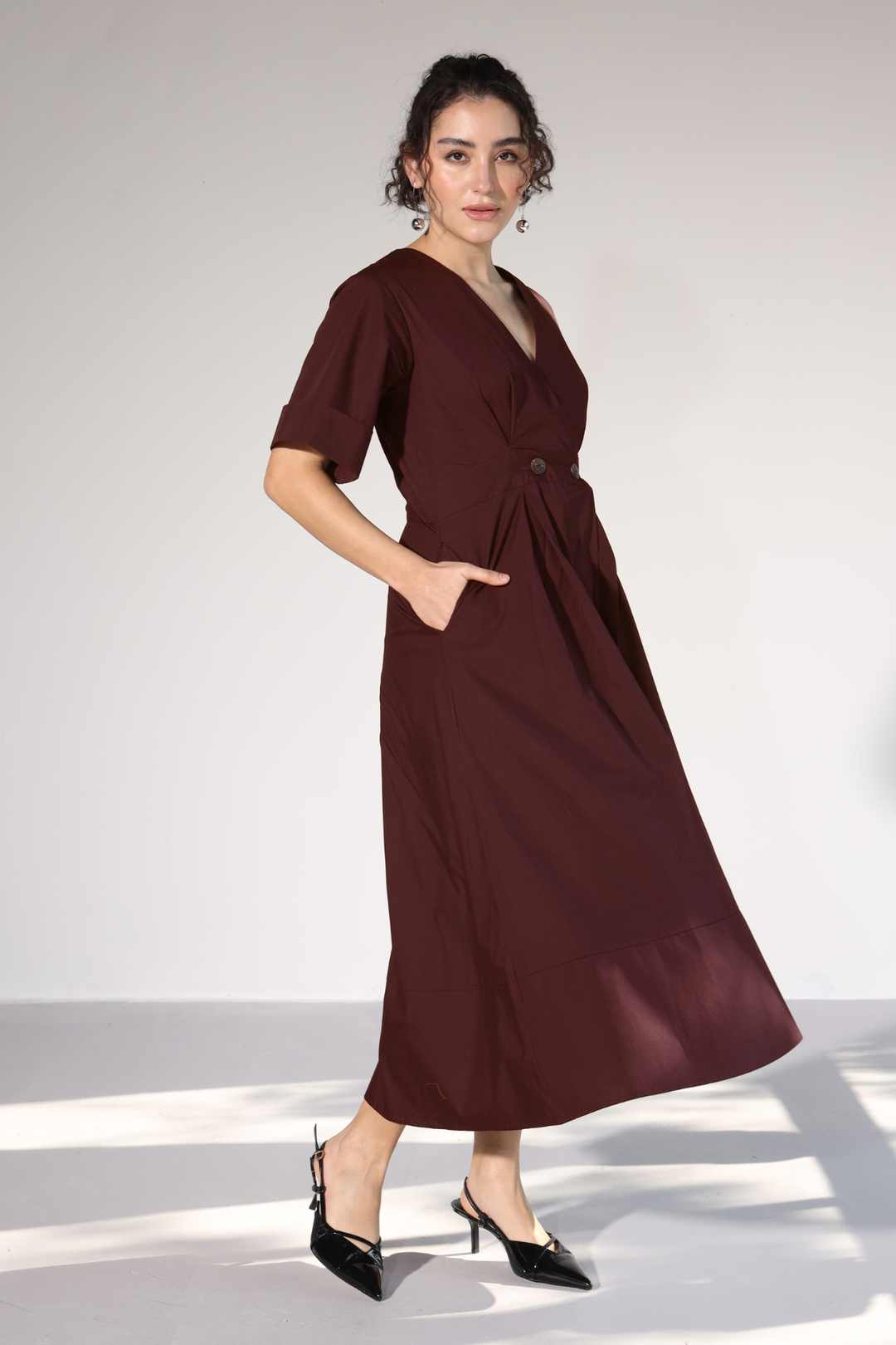 Emilia Pocket Dress - Wine