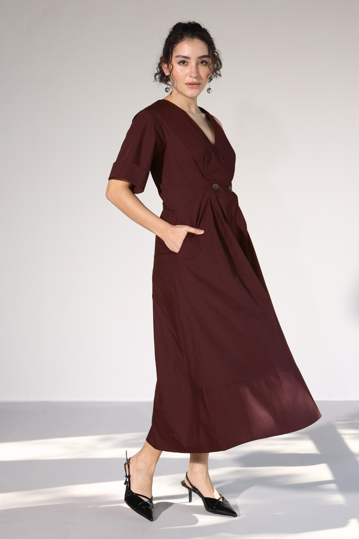 Emilia Pocket Dress - Wine
