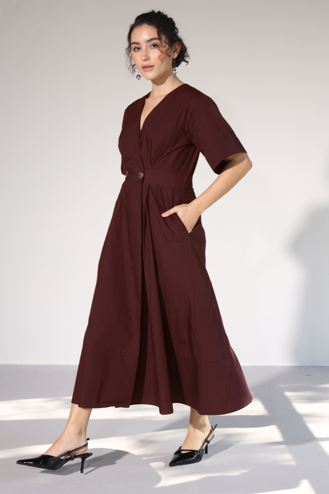 Emilia Pocket Dress - Wine