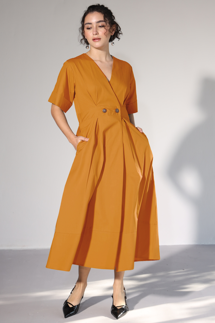 Emilia Pocket Dress - Tangerine