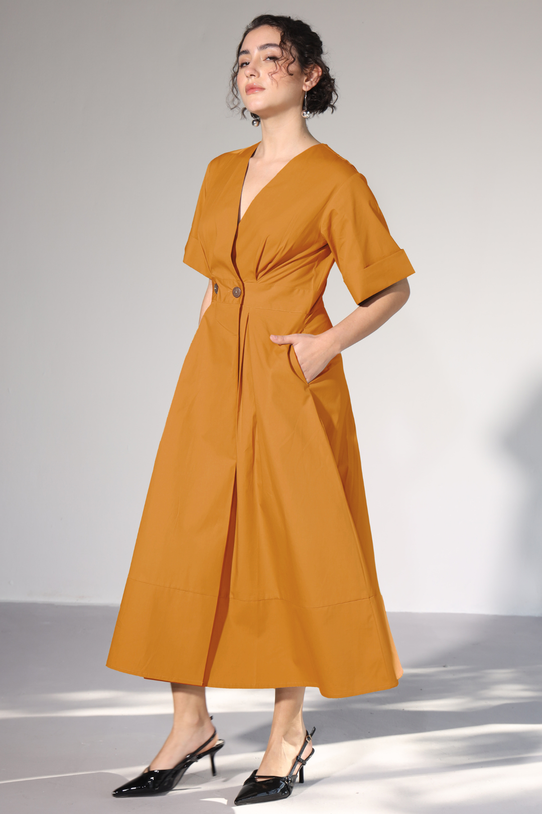 Emilia Pocket Dress - Tangerine