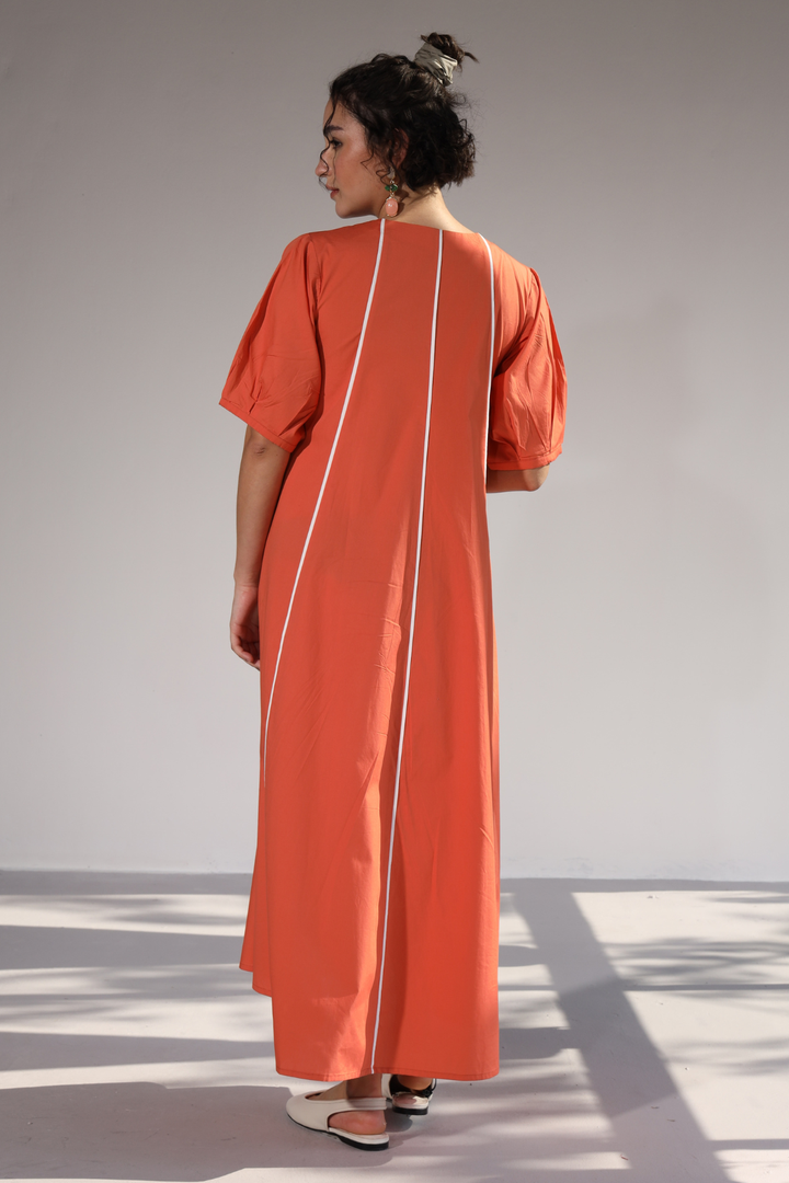 Sunlit Pannel Dress - Coral Peach