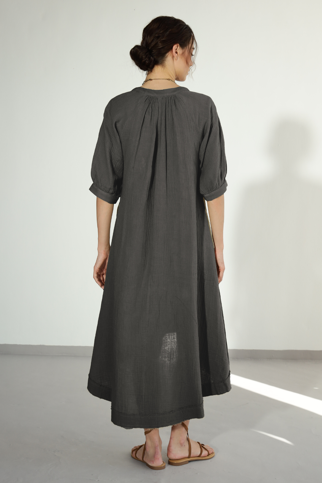 Ocean Gauze Dress - Carbon Grey