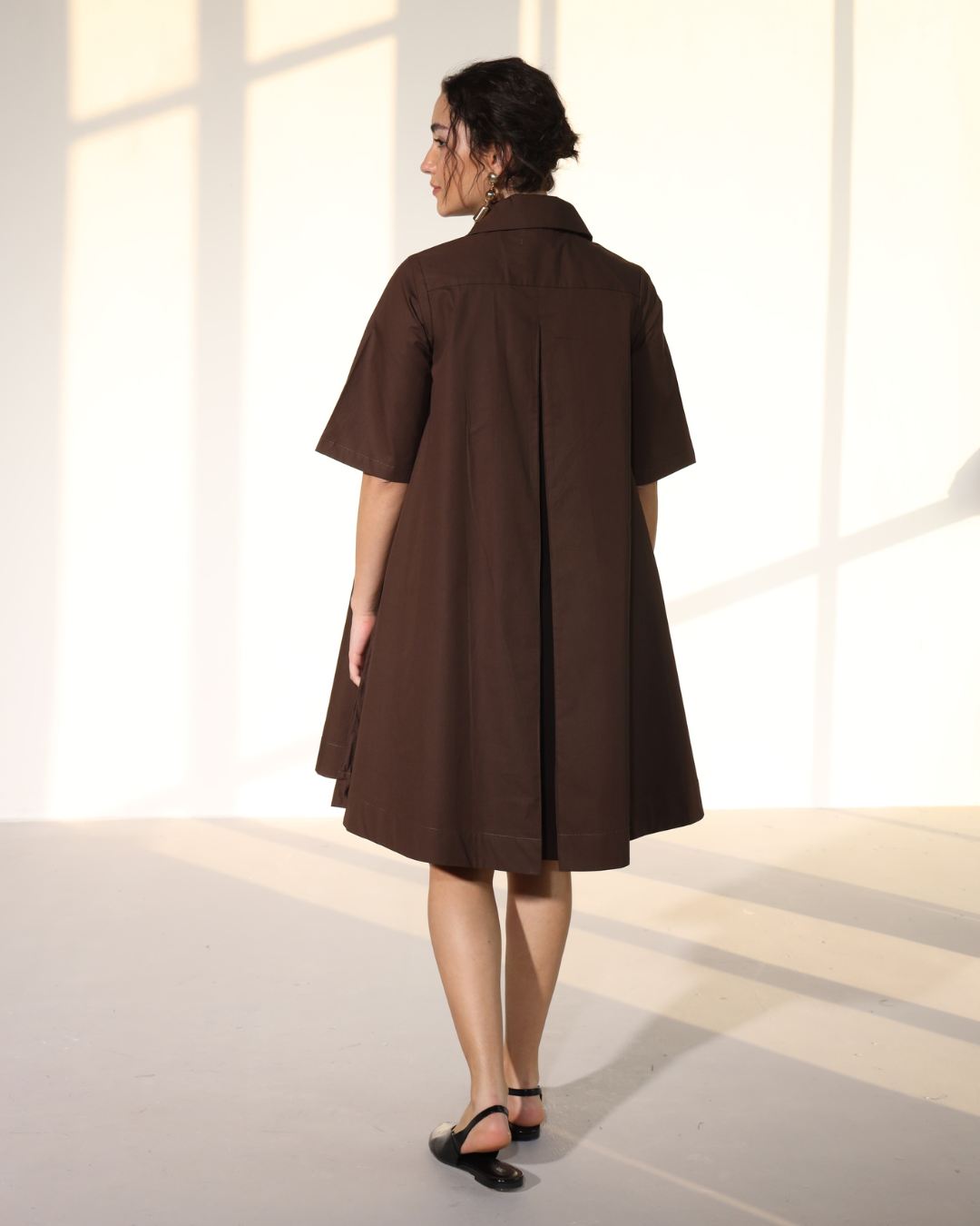 Zoe Circular Tunic Dress - cacao brown