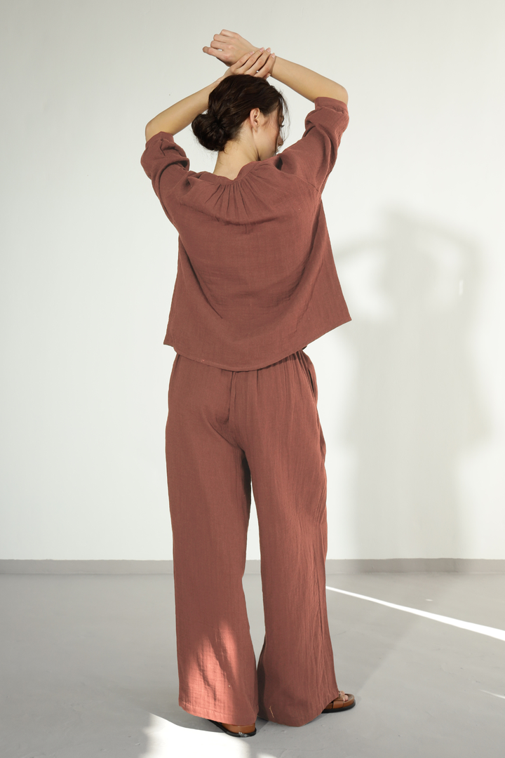 Danbury Gauze co-ord - Brown Sugar