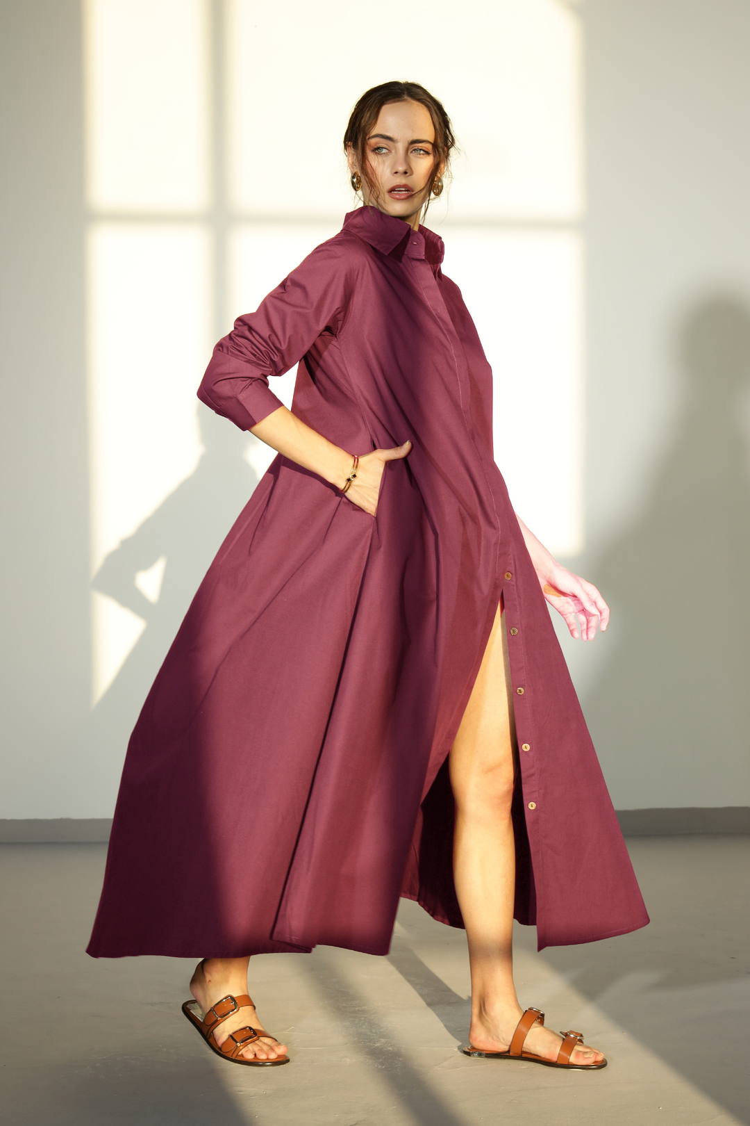 Massimo Shirt Dress - Plum