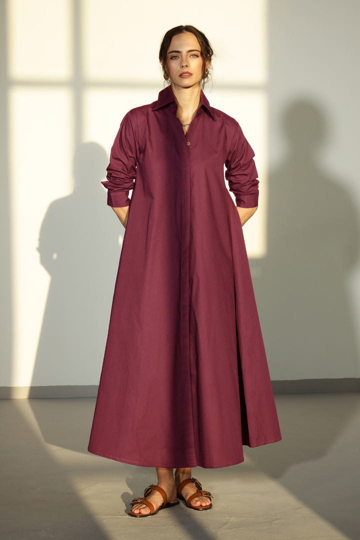 Massimo Shirt Dress - Plum