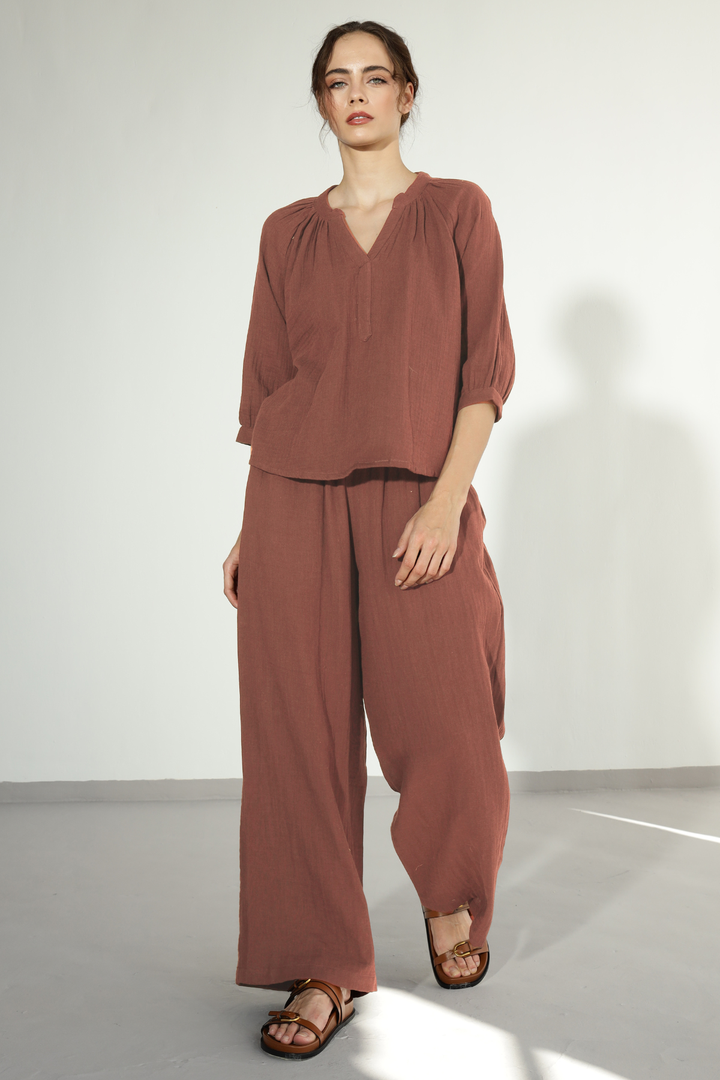 Danbury Gauze co-ord - Brown Sugar