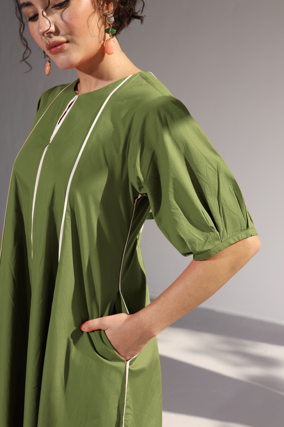 Sunlit Pannel Dress - Fern Green