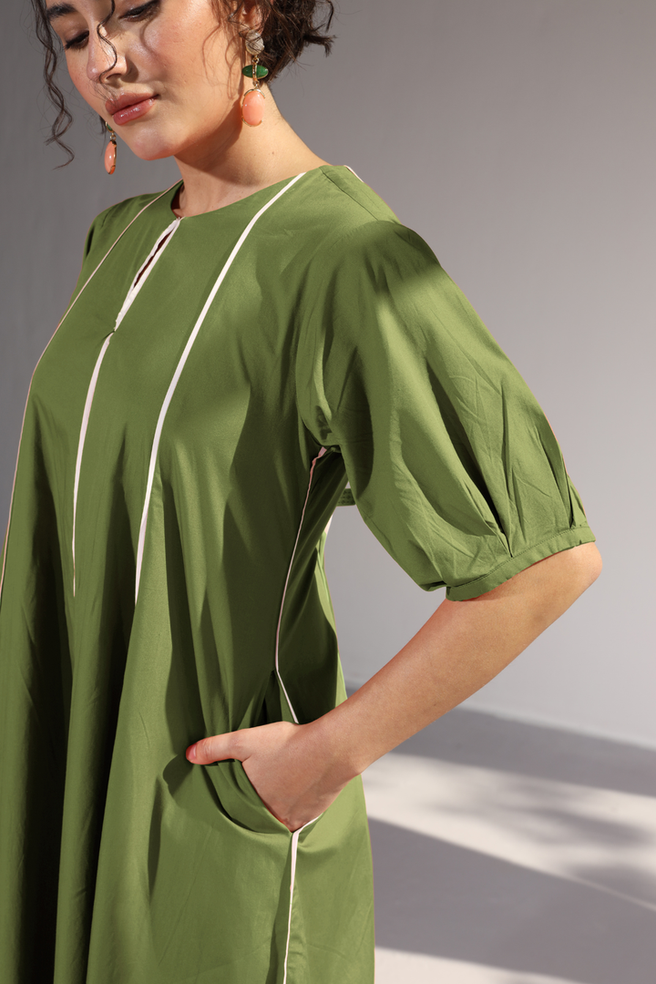 Sunlit Pannel Dress - Fern Green