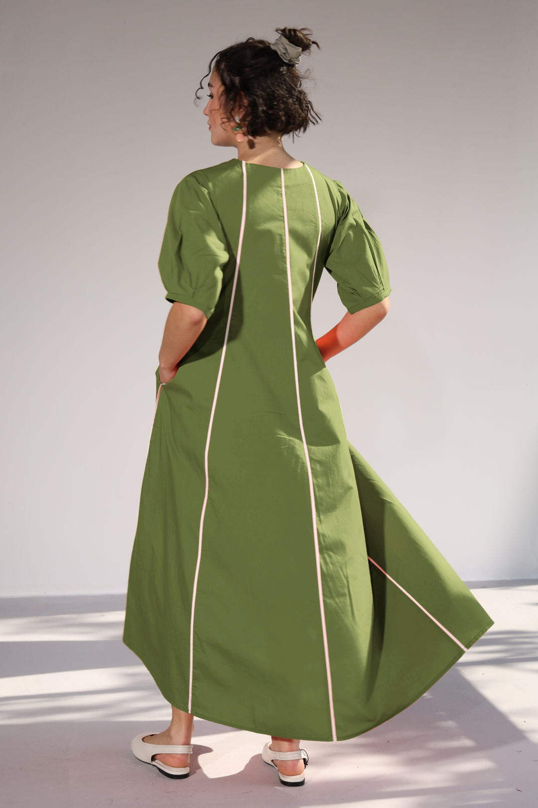 Sunlit Pannel Dress - Fern Green